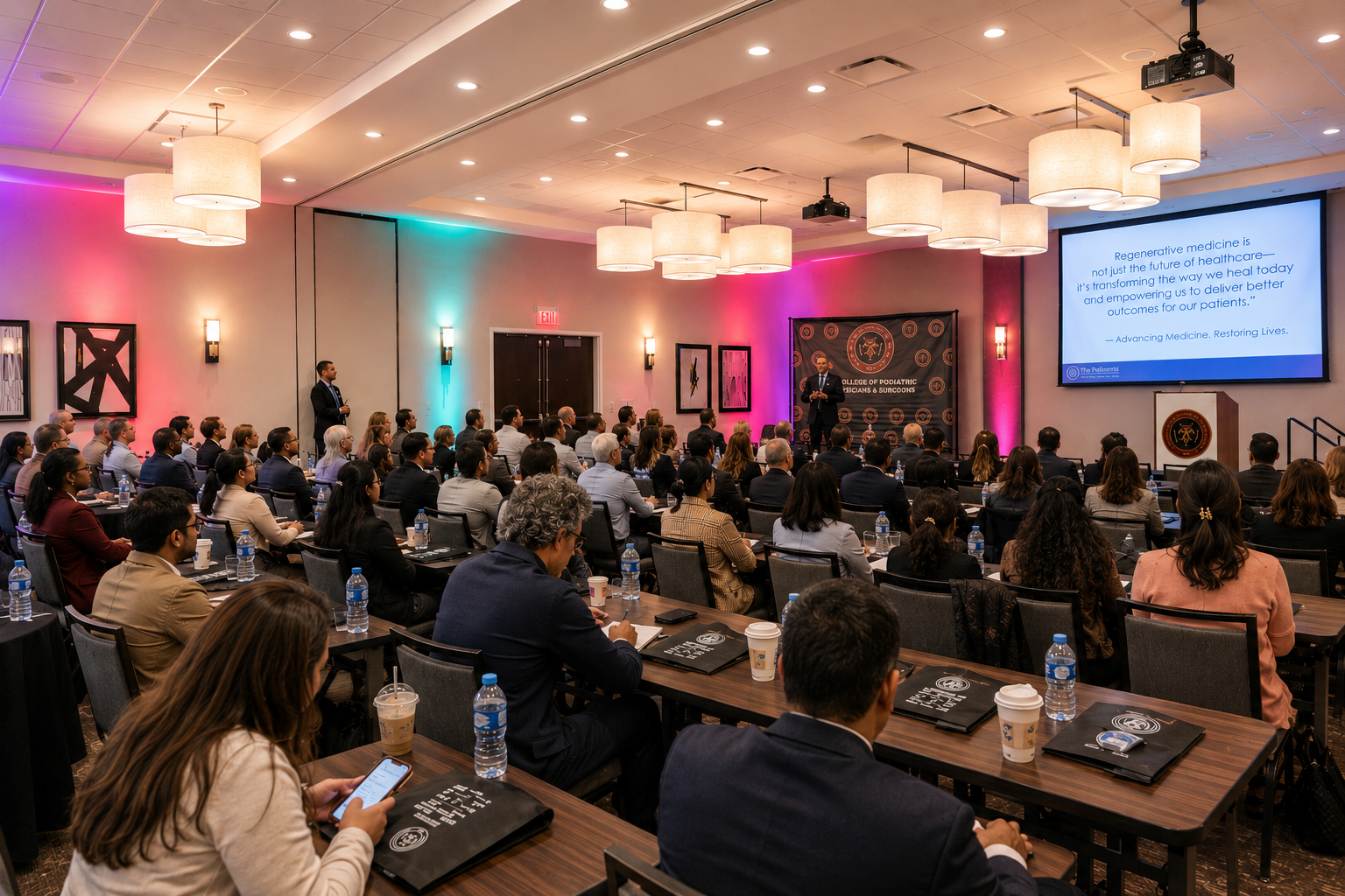Bright medical conference summit with audience